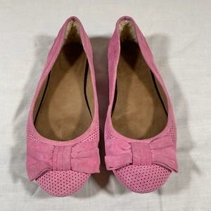 Uggs Rohen Perf Flats Womens 8 1/2 Slip On Shoes Pink Bows Leather 1004867